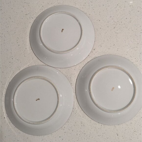 3 soup bowls Kutani Eggshell China 7.5" Bamboo Geometric Border Japan Pre-1930 - Picture 9 of 14